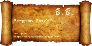 Bergman Bató névjegykártya